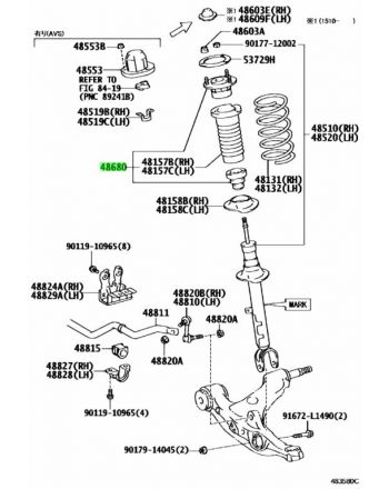 Górne mocowanie amortyzatora, zestaw Toyota Lexus GS250 2011- przód